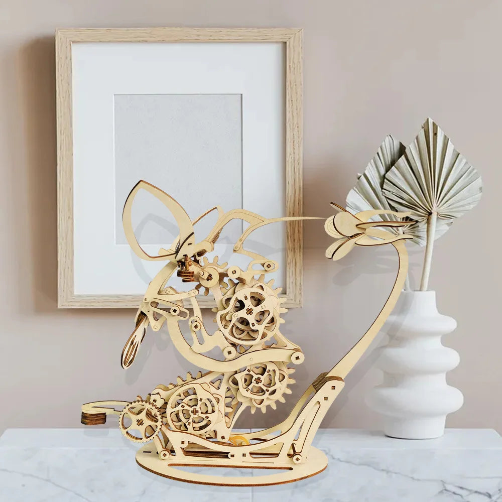 Mechanical Hummingbird Puzzle 3D Three-Dimensional Wooden Ornaments DIY Handmade Graffiti Educational Toy Model Desktop Ornament